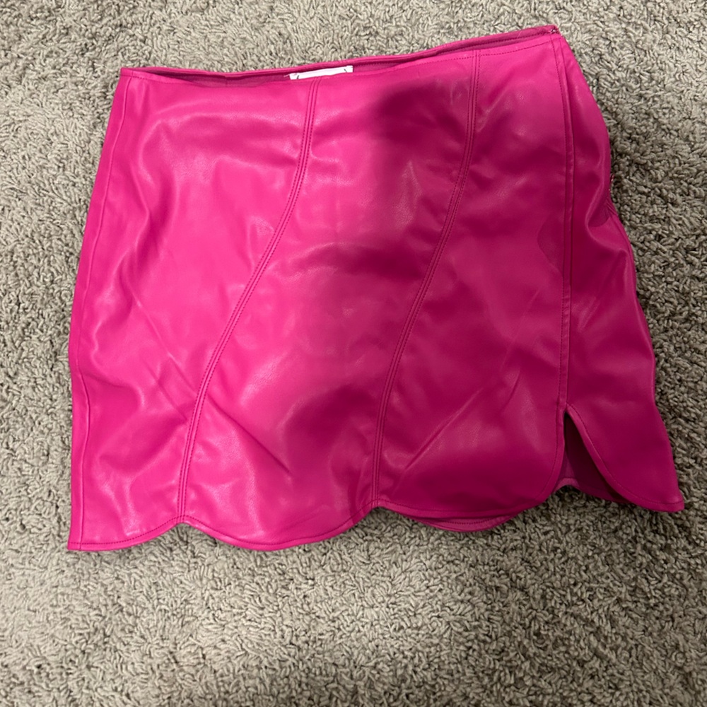 Never worn pink faux leather STRETCH skirt